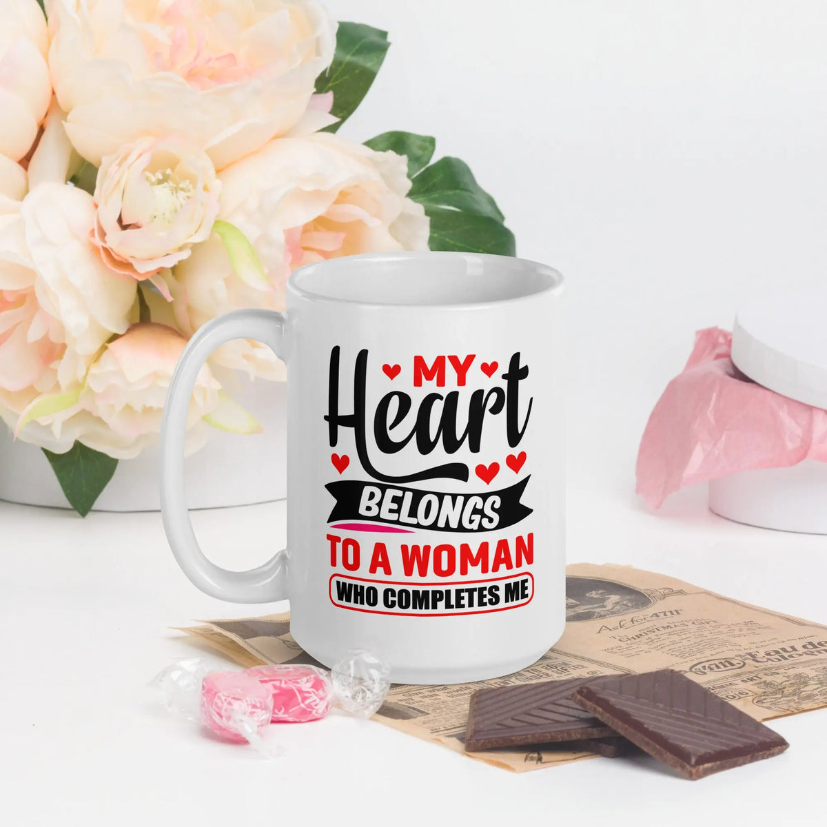 My Heart Belongs To A Woman Who Completes Me | Intimates Glossy Mug 15 oz
