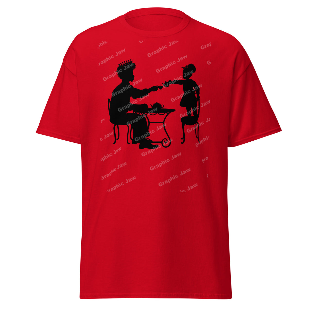 African American King and Young Daughter Having A Tea Party Red T-shirt