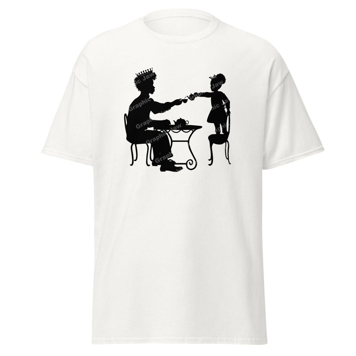 African American King and Young Daughter Having A Tea Party White T-shirt