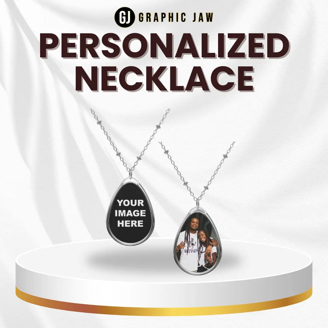 Personalized oval necklace by Graphic Jaw – custom engraved holiday gift for her