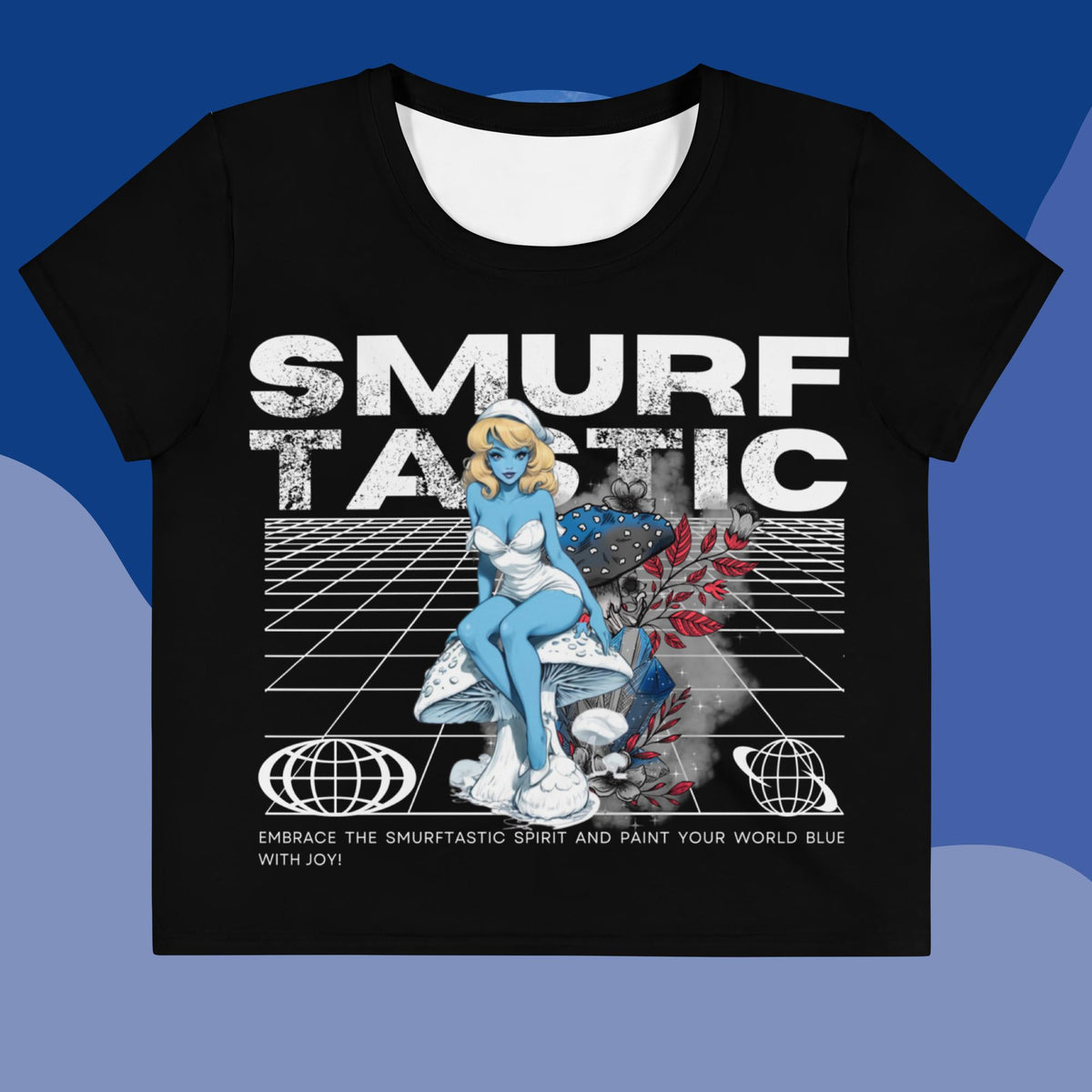 Smurf Tastic Black Crop Tee