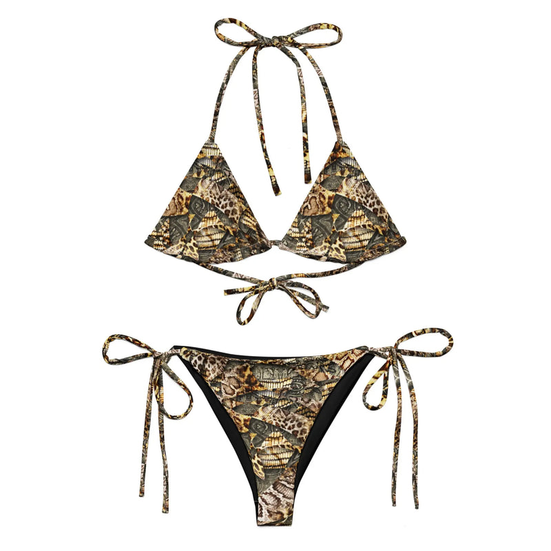 Majestic Animal Complex luxe safari two-piece string bikini with animal print and tie-side bottoms