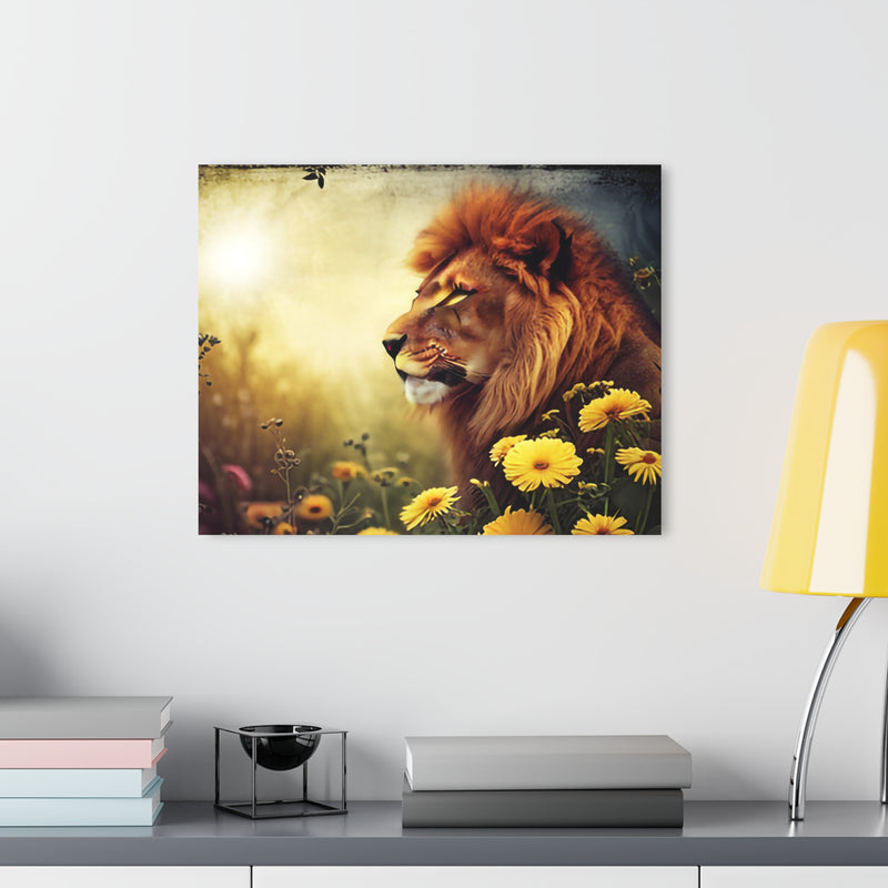 Lion and Floral Acrylic Wall Print