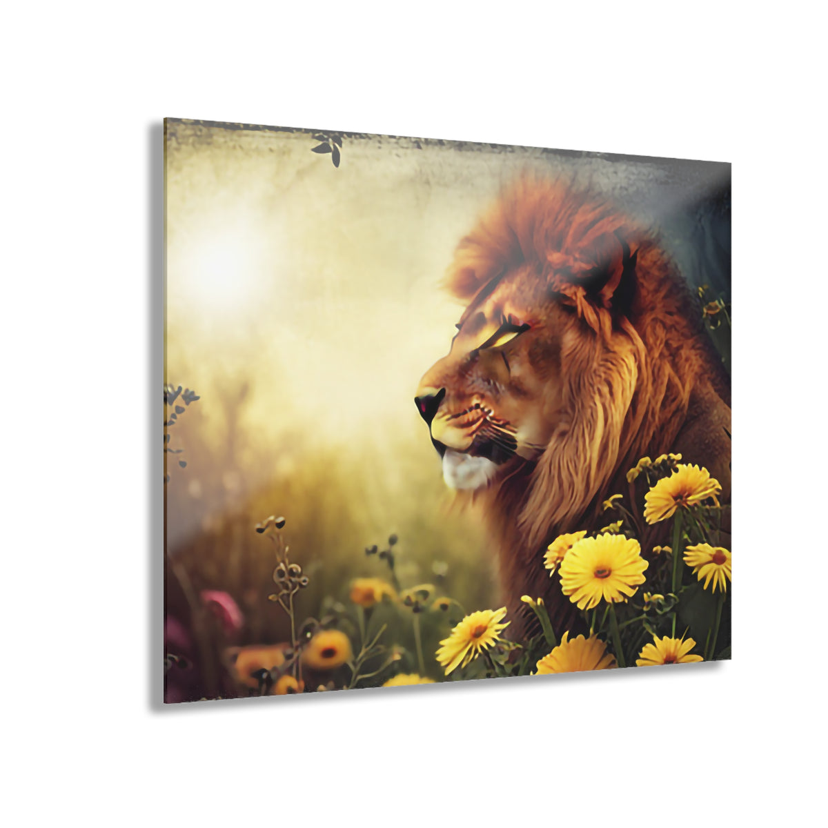 Lion and Floral Acrylic Wall Print