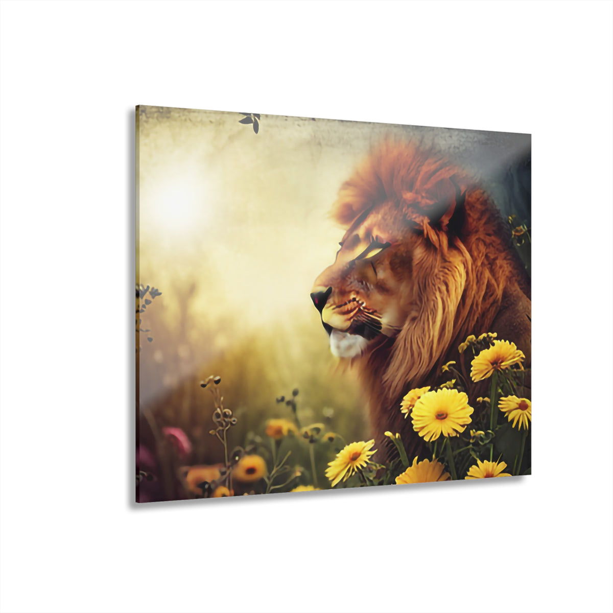 Lion and Floral Acrylic Wall Print