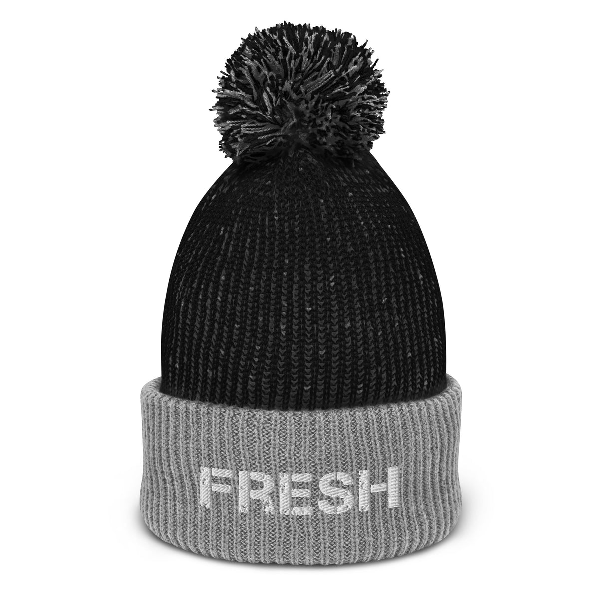 Fresh Black, Grey, and White Pom Pom Beanie