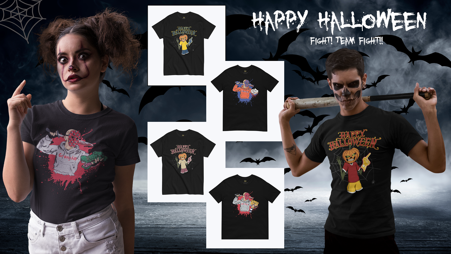 Team Fight Halloween Sports Apparel Banner at Graphic Jaw