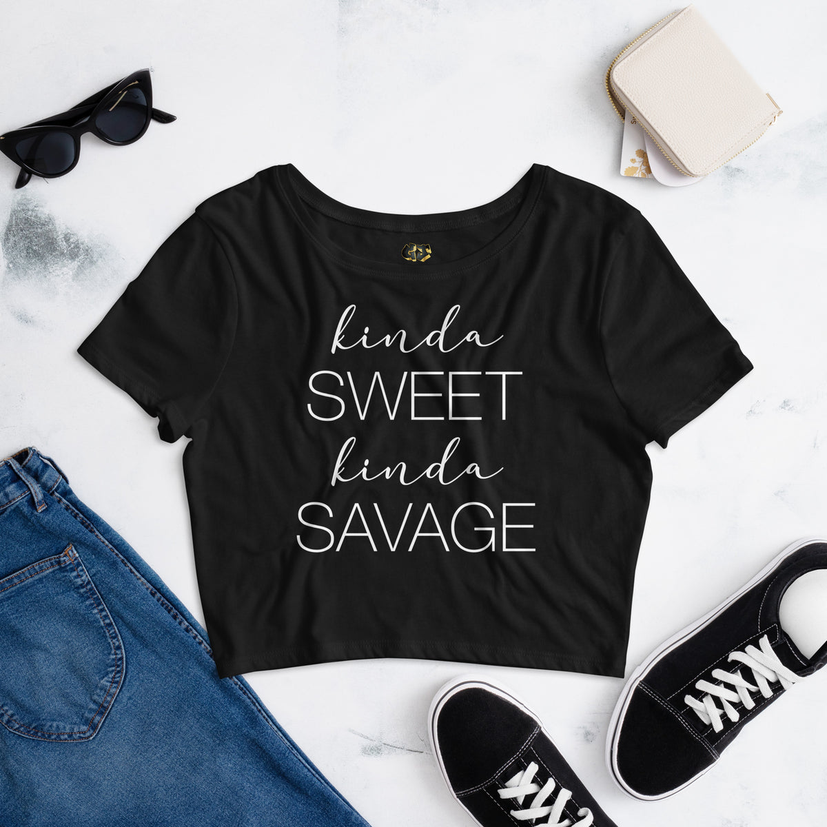 Kinda Sweet Kinda Savage Crop Tee