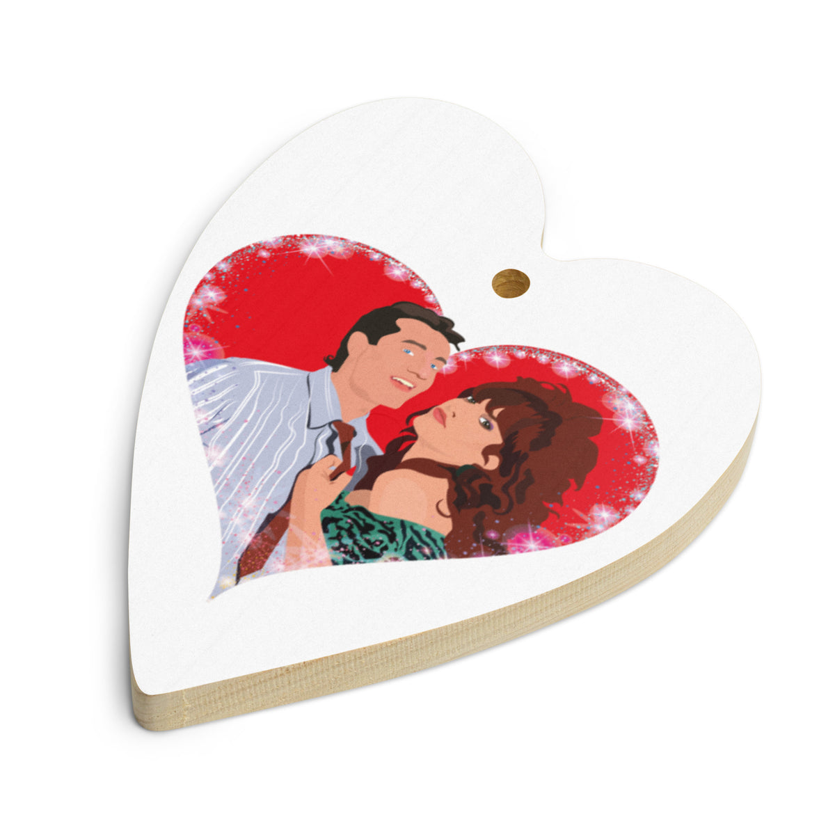 Al and Peggy Bundy Married With Children Christmas Wood Heart Ornaments