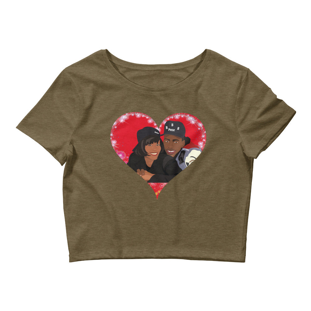 Bobby Brown & Whitney Houston Crop Olive Green T-shirt