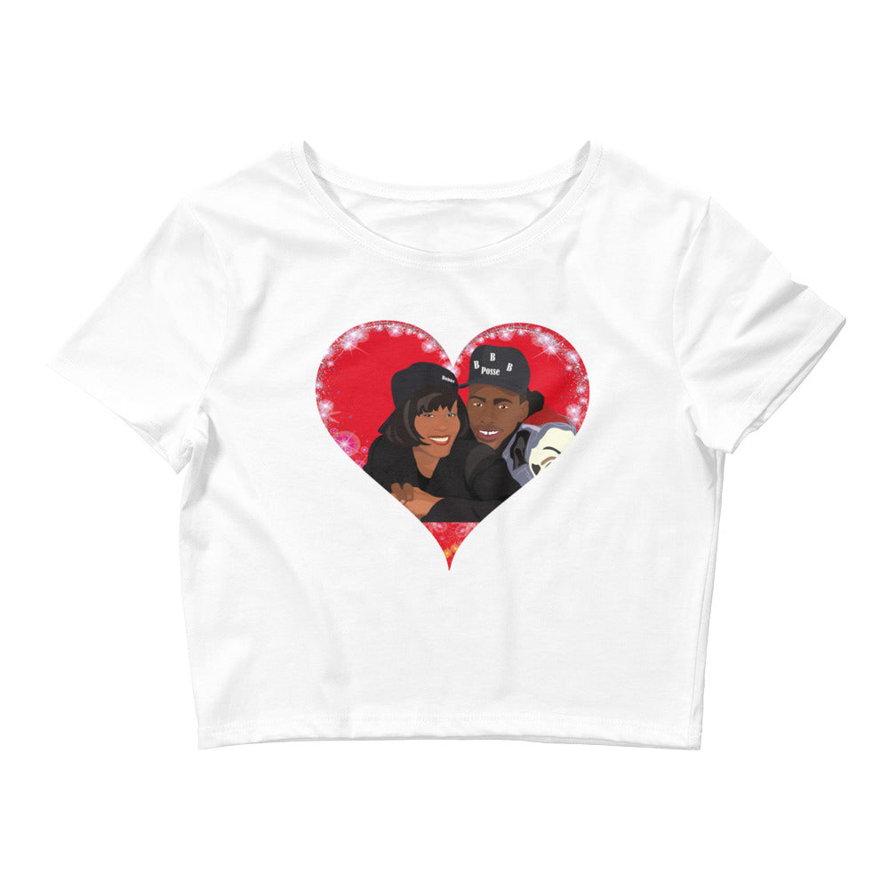 Bobby Brown & Whitney Houston Crop White T-shirt