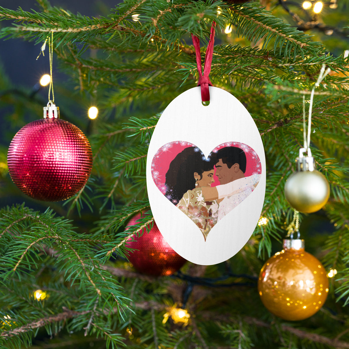 Bruce Leroy and Laura Charles "The Last Dragon" Christmas Oval Ornaments 