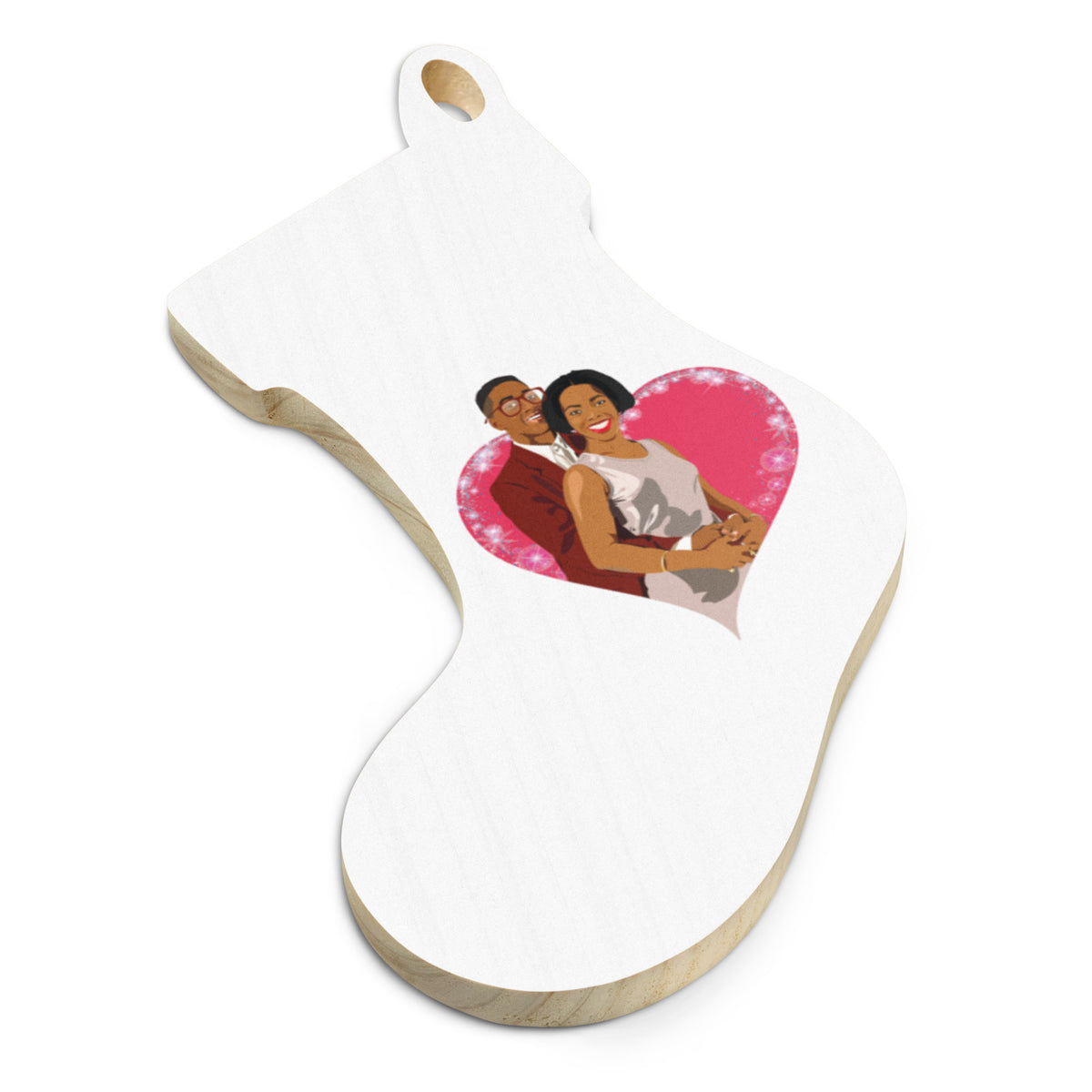 Family Matters Steve Urkel and Laura Winslow Christmas Wood Stocking Ornament