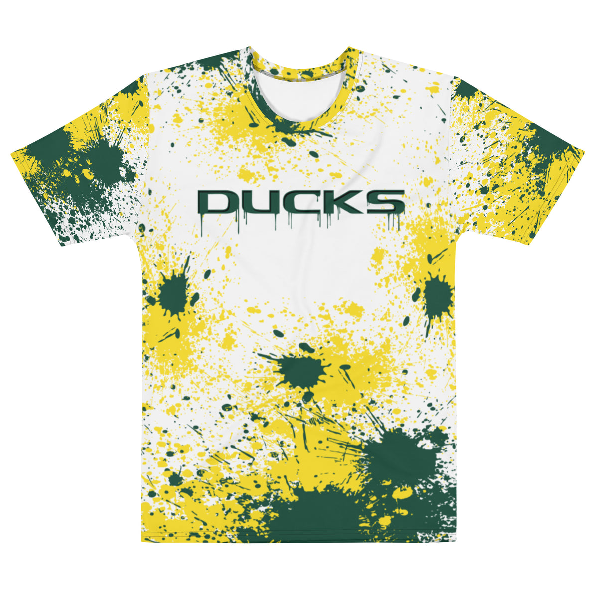 Show your team spirit in your new Orange and Yellow Oregon Duck Splash T-shirt. Go Ducks! 