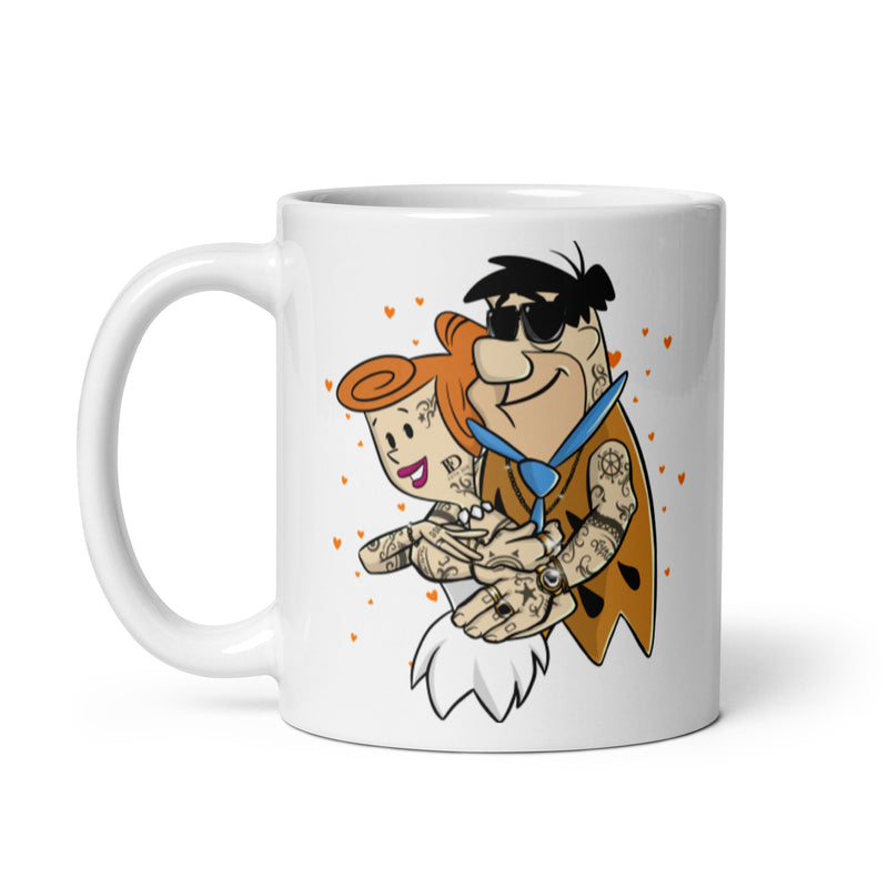 Fred and Wilma Flintstones Coffee Mug - Snazzy and Tattooed Fred and Wilma