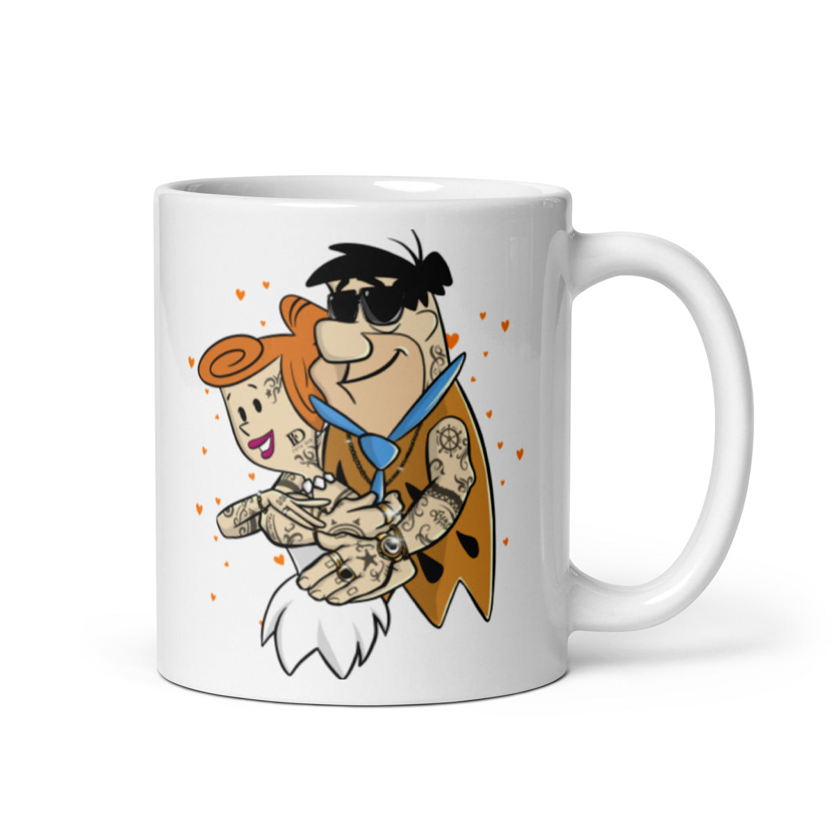 Fred and Wilma Flintstones Coffee Mug - Snazzy and Tattooed Fred and Wilma