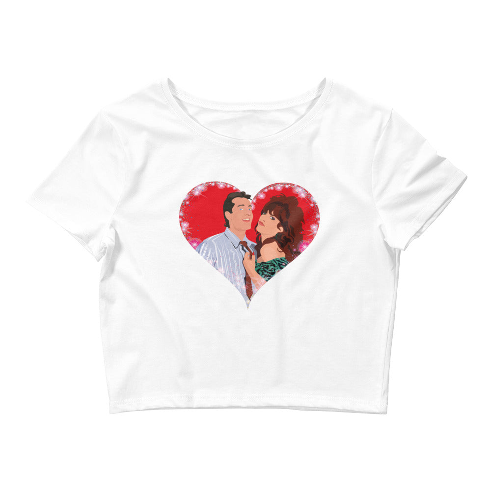 A playful pop art illustration of Al and Peggy Bundy from the classic TV show Married With Children. The shirt has the iconic couple wrapped in a warm embrace inside a shimmering heart, perfectly capturing their unique blend of humor and affection.